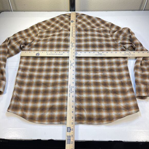 PENDLETON WOOLEN MILLS COWBOY WESTERN SNAP UP FLANNEL SHIRT Mens XL Plaid Brown - Picture 4 of 6